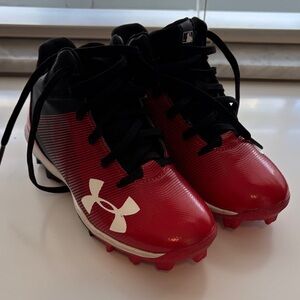 Under Armour Red and Black Kids Baseball Cleats